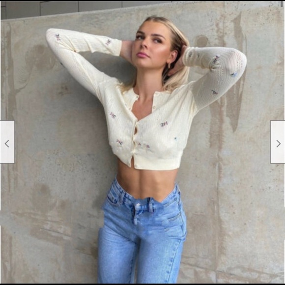 ZARA EMBROIDERED KNIT CARDIGAN TRF - Picture 2 of 8